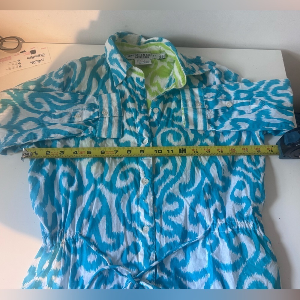 Gretchen Scott Everywhere Dress Arabesque Sky Blue Turquoise Sheath XS - Picture 10 of 14